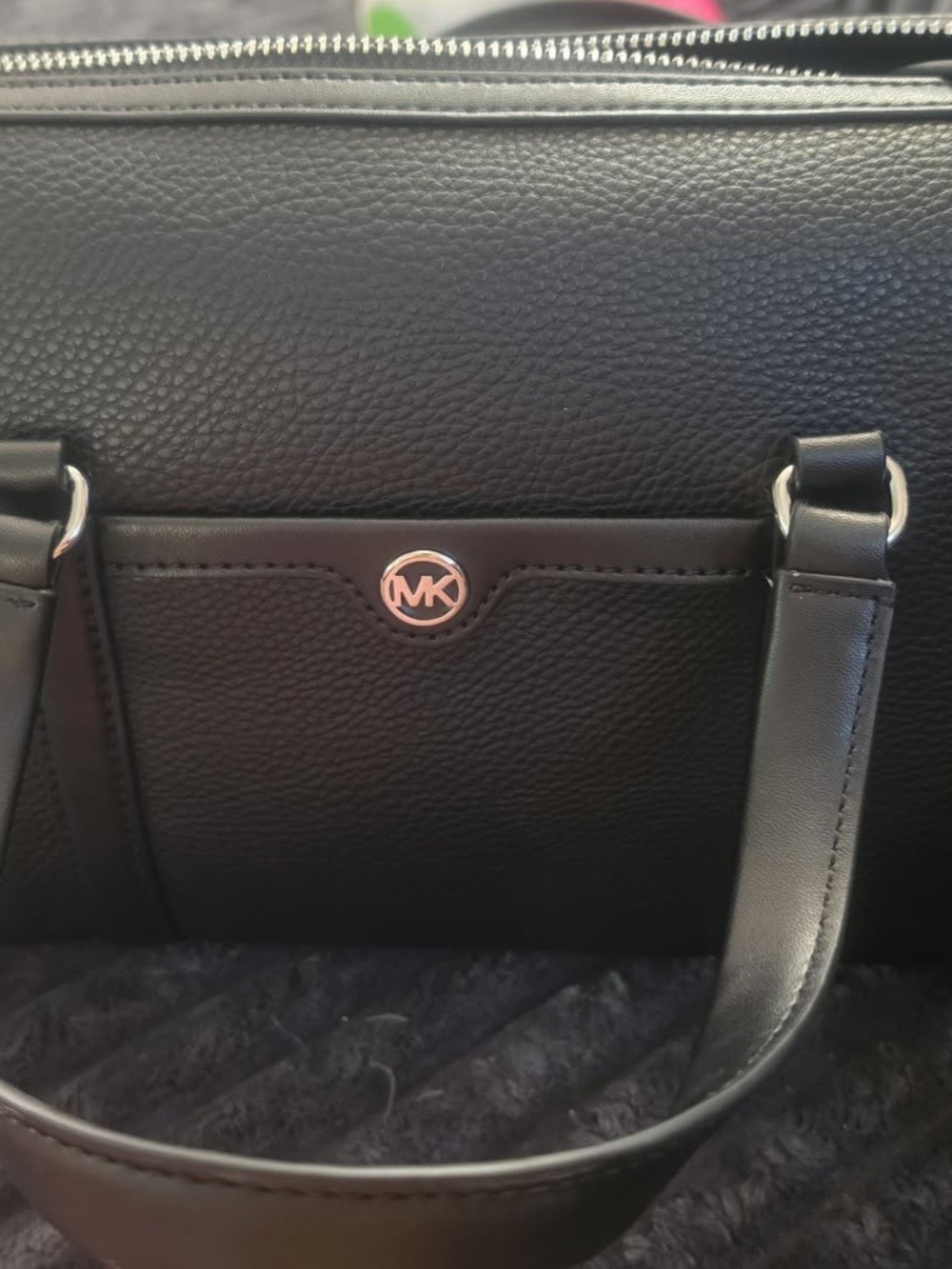Michael Kors Black Pebbled Leather Satchel With Crossbody Strap